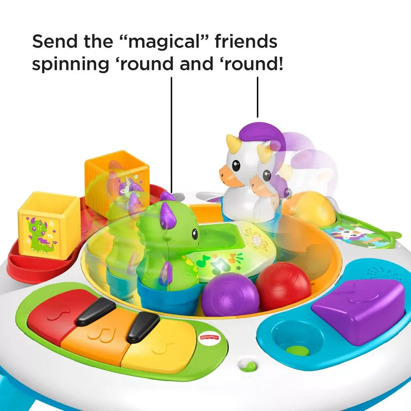 Fisher-Price Enchanted Friends Learning Table Musical Play Center for Baby, Dragon & Unicorn Toys thumbnail
