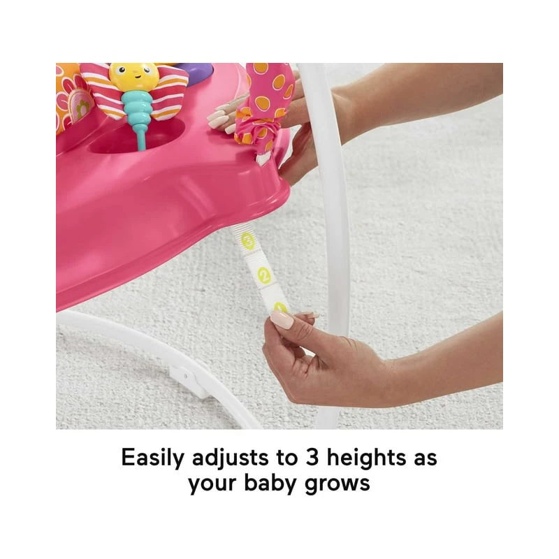 Fisher-Price Jumperoo Baby Bouncer and Activity Center with Spinning Seat Plus Lights Music Sounds and Baby Toys, Pink thumbnail