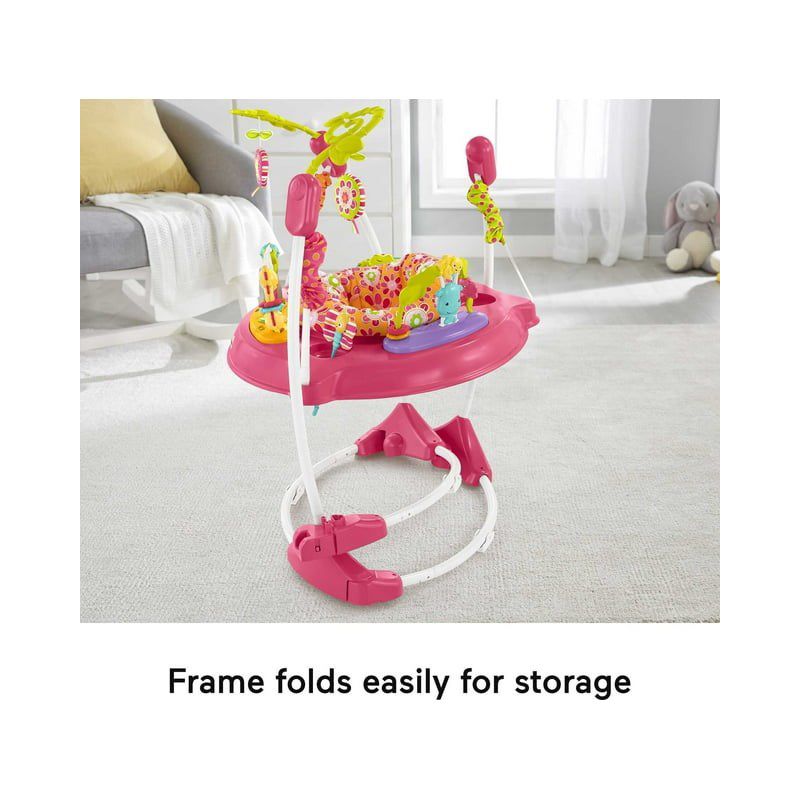 Fisher-Price Jumperoo Baby Bouncer and Activity Center with Spinning Seat Plus Lights Music Sounds and Baby Toys, Pink thumbnail