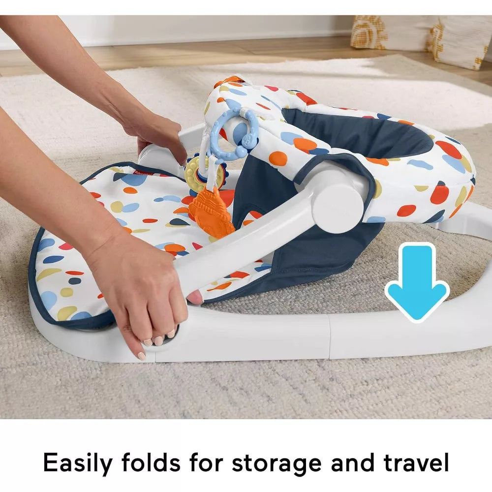 Fisher-Price Sit-Me-Up Portable Baby Floor Seat – Darling Dots Support Chair for Infants with Washable Cushion & BPA-Free Design thumbnail