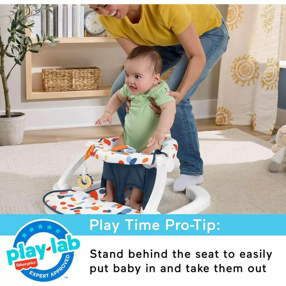 Fisher-Price Sit-Me-Up Portable Baby Floor Seat – Darling Dots Support Chair for Infants with Washable Cushion & BPA-Free Design thumbnail