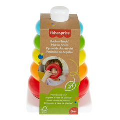 Fisher-Price Rock-a-Stack Ring Stacking Toy for Infants, Made with Plant-Based Materials. The stacking rings are designed to support fine motor development and hand-eye coordination, turning playtime into a valuable learning experience. GRF09