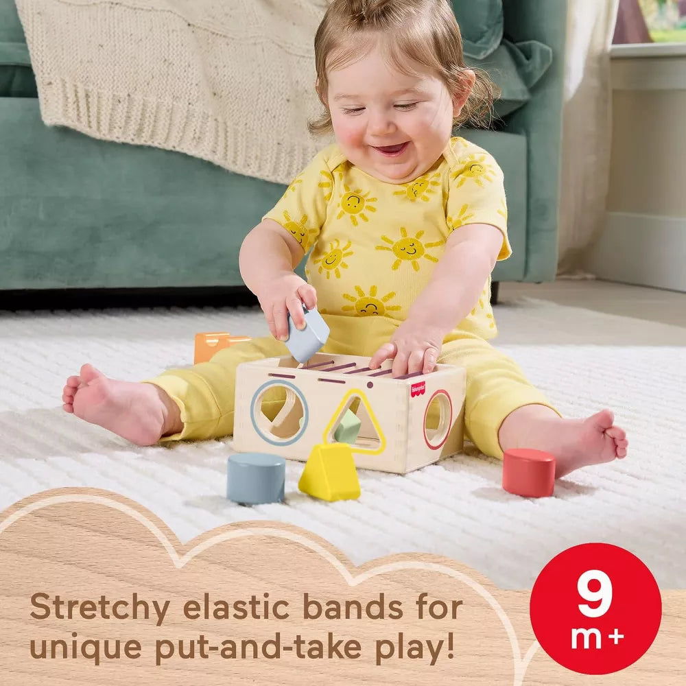 Fisher-Price Wood Flexi Shape Sorter Wooden Toy with 7 Pieces thumbnail