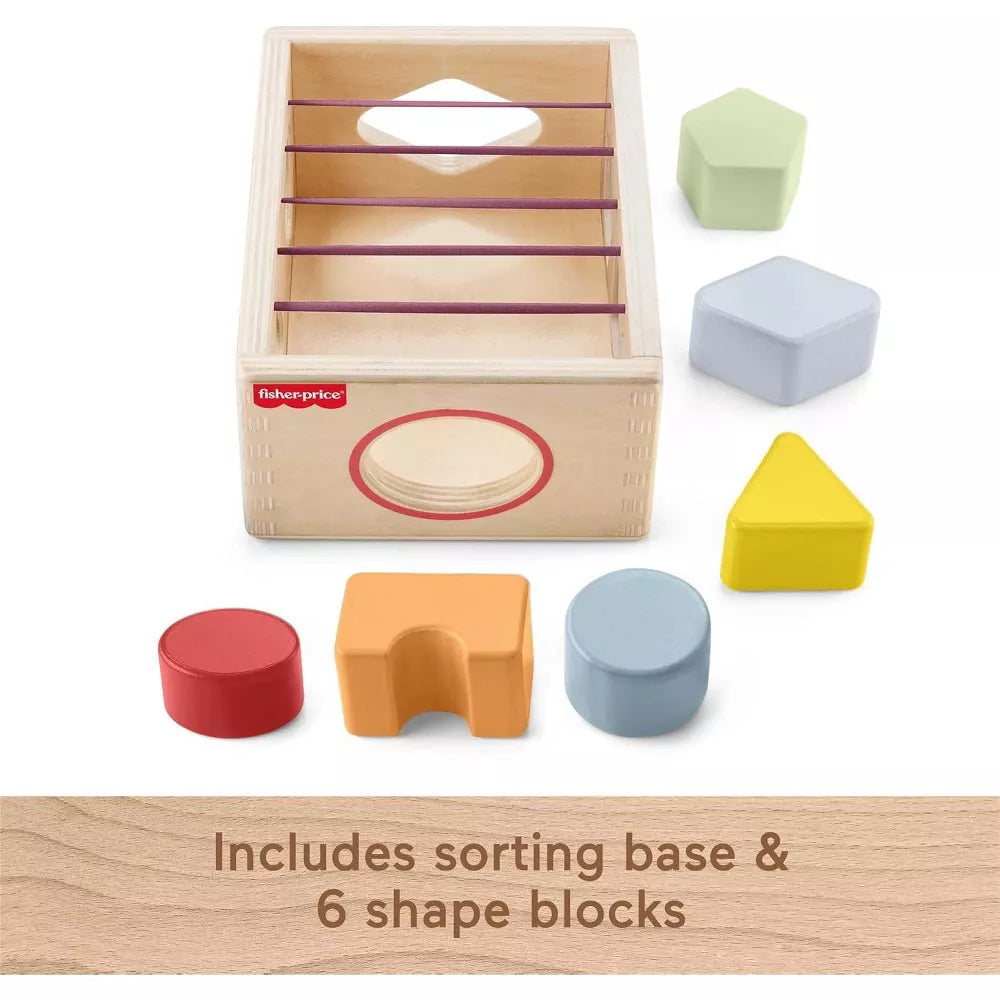 Fisher-Price Wood Flexi Shape Sorter Wooden Toy with 7 Pieces thumbnail
