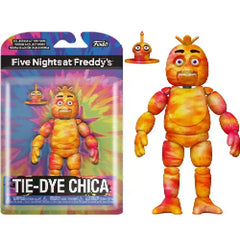 Funko Pop! Action Figure: Five Nights at Freddy's Tie Dye- Chica. The colorful tie-dye design contrasts with Chica’s spooky features, making this collectible a standout addition for fans. F-64217