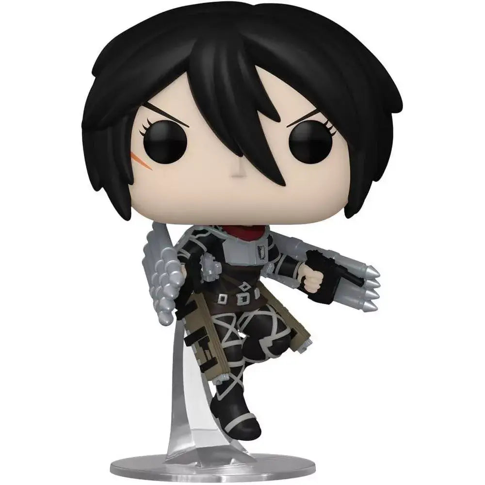 Funko Pop! Animation: Attack on Titan - Mikasa Ackermann. Standing about 3.75 inches tall, this vinyl figure portrays Mikasa in her iconic Scout Regiment outfit, complete with the distinctive green cape featuring the Wings of Freedom emblem.  F-67929 thumbnail