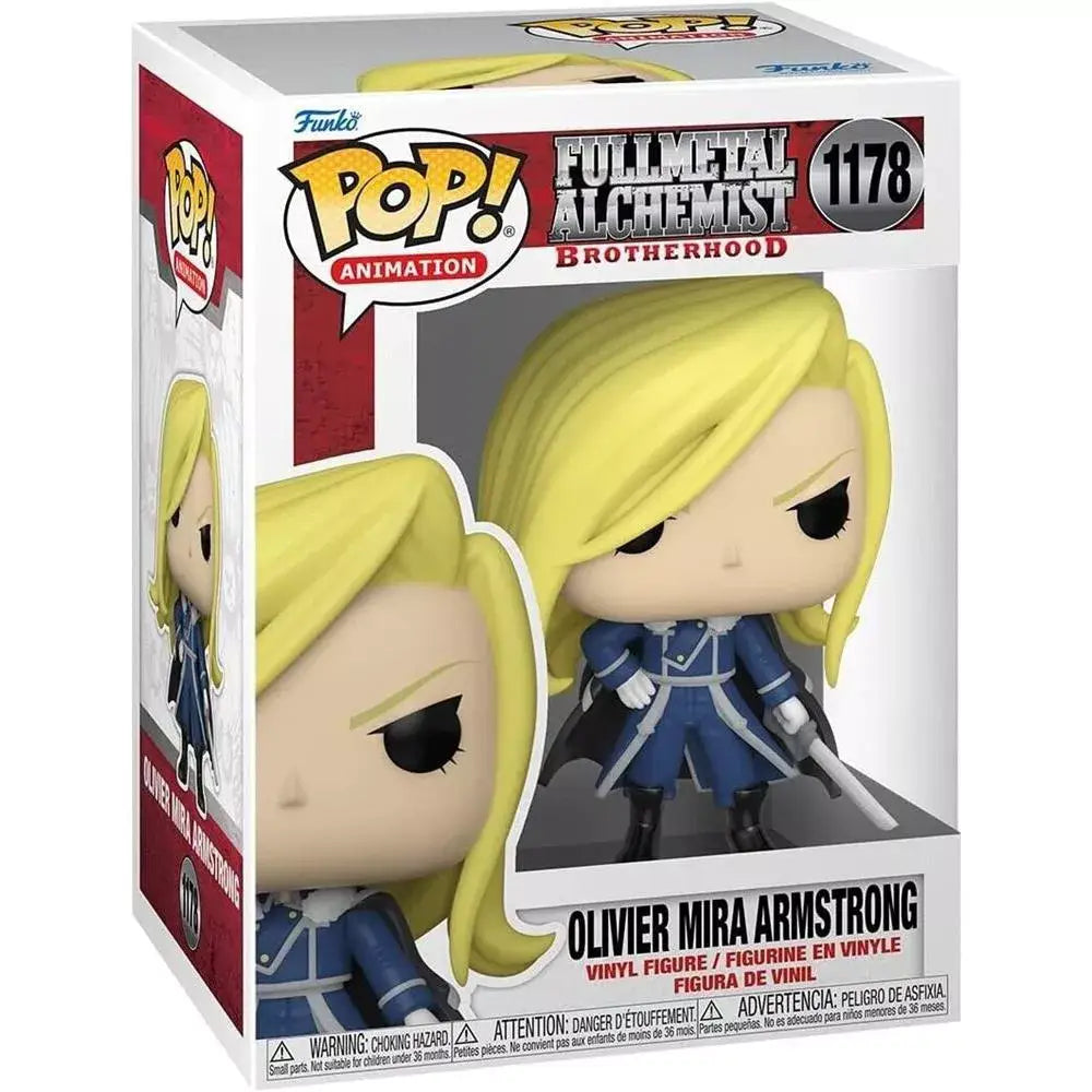 Funko Pop! Animation: Full Metal Alchemist: Brotherhood - Oliver Mira Armstrong. This figure captures her likeness in Funko’s signature stylized design, with exaggerated features and a distinctive pose.  F-57738 thumbnail