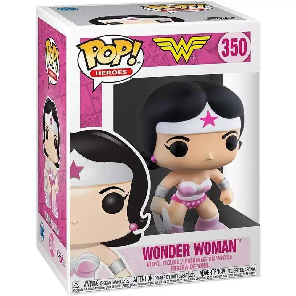 Funko Pop! DC Heroes: Breast Cancer Awareness - Wonder Woman. This figure showcases Wonder Woman, the iconic DC Comics heroine, dressed in a pink outfit or featuring pink highlights to represent breast cancer awareness. F-49989 thumbnail