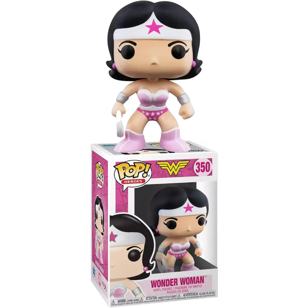 Funko Pop! DC Heroes: Breast Cancer Awareness - Wonder Woman. This figure showcases Wonder Woman, the iconic DC Comics heroine, dressed in a pink outfit or featuring pink highlights to represent breast cancer awareness. F-49989 thumbnail