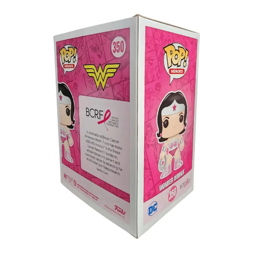 Funko Pop! DC Heroes: Breast Cancer Awareness - Wonder Woman. This figure showcases Wonder Woman, the iconic DC Comics heroine, dressed in a pink outfit or featuring pink highlights to represent breast cancer awareness. F-49989 thumbnail