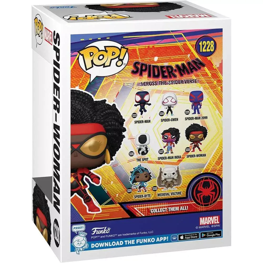Funko Pop! Marvel: Spider-Man: Across The Spider-Verse - Spider-Woman. This collectible highlights Spider-Woman, one of the fearless and iconic characters from the animated Spider-Man: Across The Spider-Verse film. F-65727 thumbnail