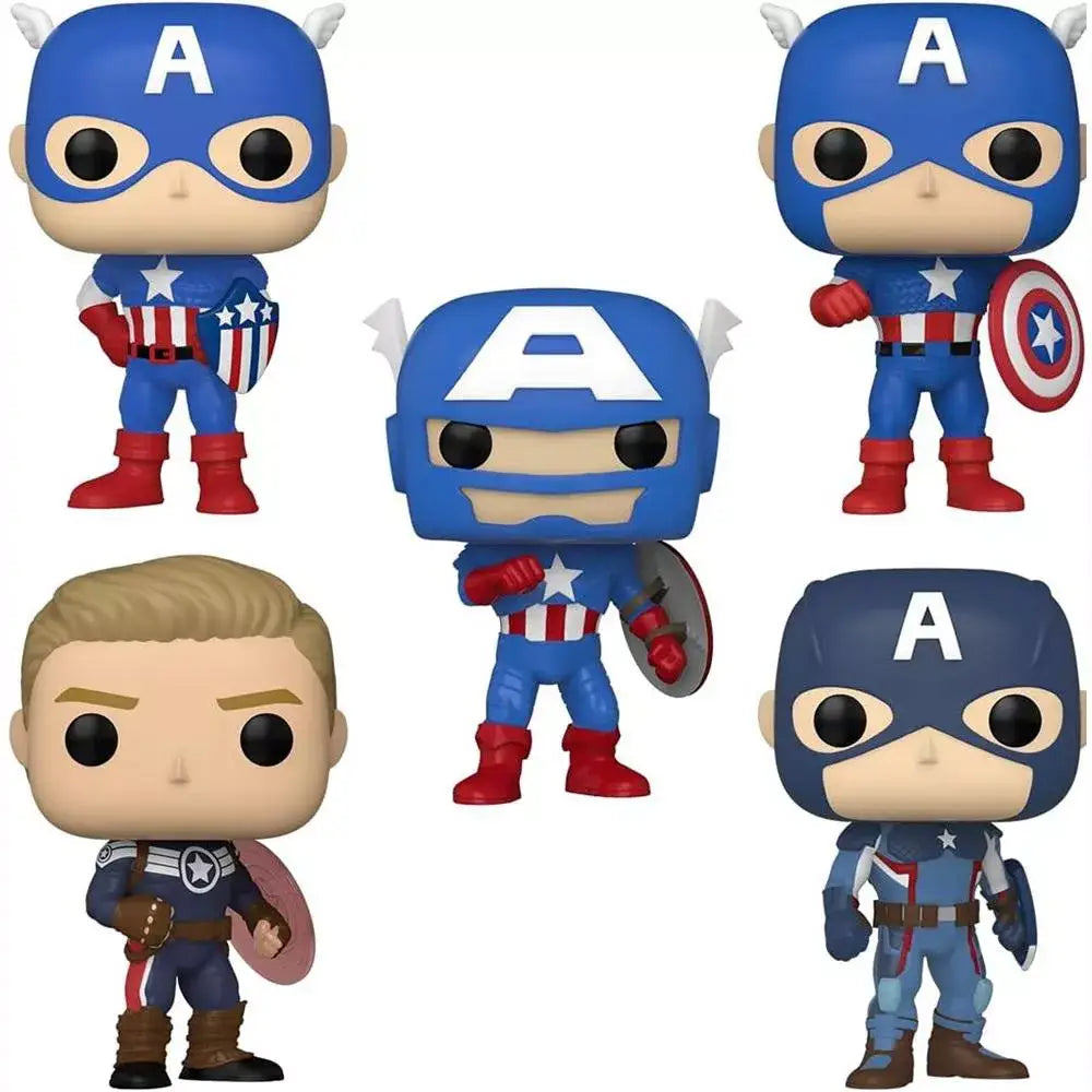 Funko Pop! Marvel: Year of The Shield - Captain America Through The Ages 5 Pack.  This exclusive set includes five unique versions of Captain America, each symbolizing a different era in the character’s storied history. F-55482 thumbnail