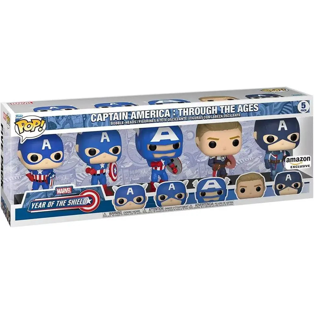 Funko Pop! Marvel: Year of The Shield - Captain America Through The Ages 5 Pack.  This exclusive set includes five unique versions of Captain America, each symbolizing a different era in the character’s storied history. F-55482 thumbnail