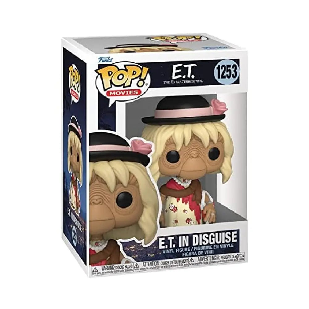 Funko Pop! Movies: E.T. The Extra-Terrestrial - E.T. in Disguise. In the beloved 1982 film E.T. the Extra-Terrestrial, there’s a memorable and charming scene where E.T. disguises himself as a woman. F-63990 thumbnail