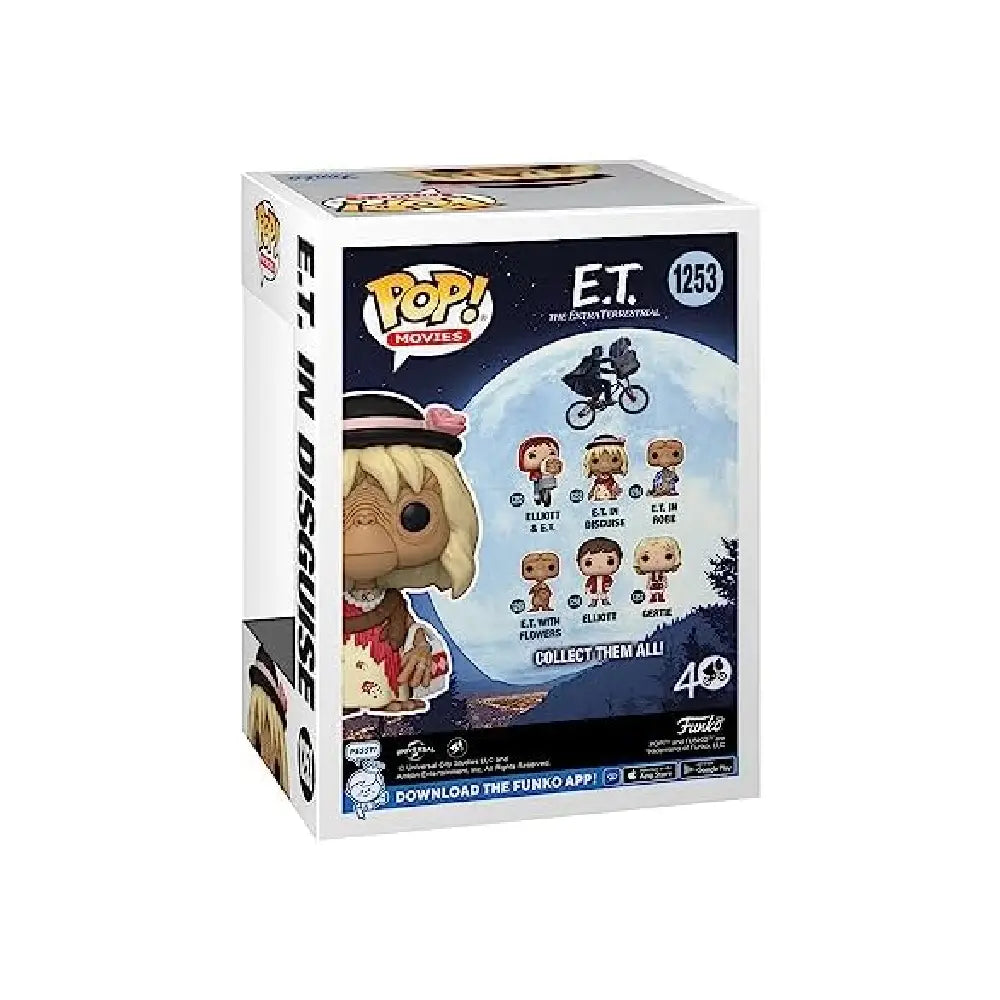 Funko Pop! Movies: E.T. The Extra-Terrestrial - E.T. in Disguise. In the beloved 1982 film E.T. the Extra-Terrestrial, there’s a memorable and charming scene where E.T. disguises himself as a woman. F-63990 thumbnail