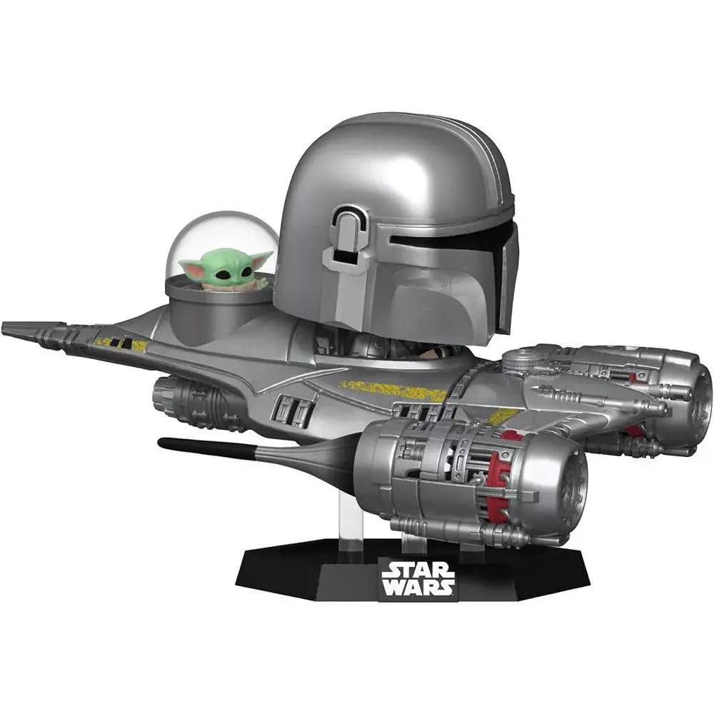 Funko POP! Rides Deluxe: Star Wars - The Mandalorian in N1 Starfighter with Grogu. This large, super deluxe figure is expertly detailed and perfectly captures the thrilling space adventures from The Mandalorian series. F-68642 thumbnail