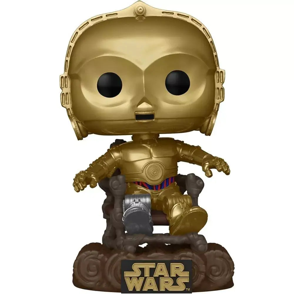 Funko Pop! Star Wars: Return of The Jedi 40th Anniversary - C-3PO in Chair. This unique figure showcases C-3PO, the beloved protocol droid, seated in his iconic chair from the movie. F-70744 thumbnail
