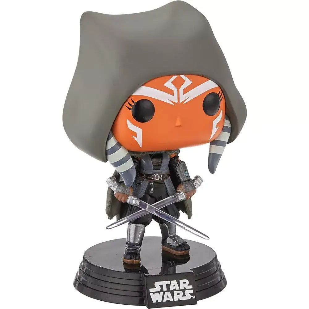 Funko Pop! Star Wars: The Mandalorian - Hooded Ahsoka with Dual Sabers. This exclusive figure features Ahsoka Tano, the iconic former Jedi Knight, depicted in her signature hooded look from the show. F-58285 thumbnail