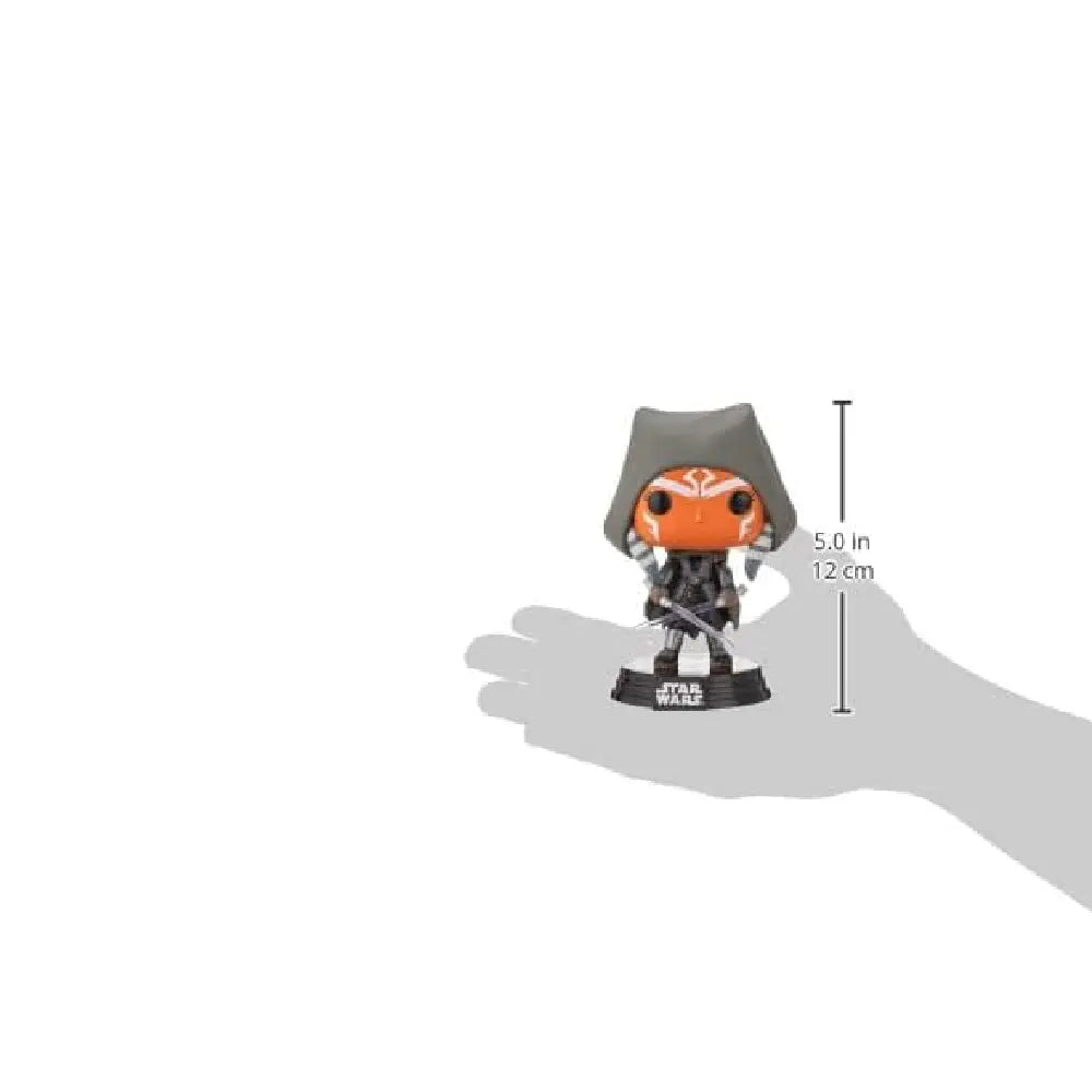 Funko Pop! Star Wars: The Mandalorian - Hooded Ahsoka with Dual Sabers. This exclusive figure features Ahsoka Tano, the iconic former Jedi Knight, depicted in her signature hooded look from the show. F-58285 thumbnail