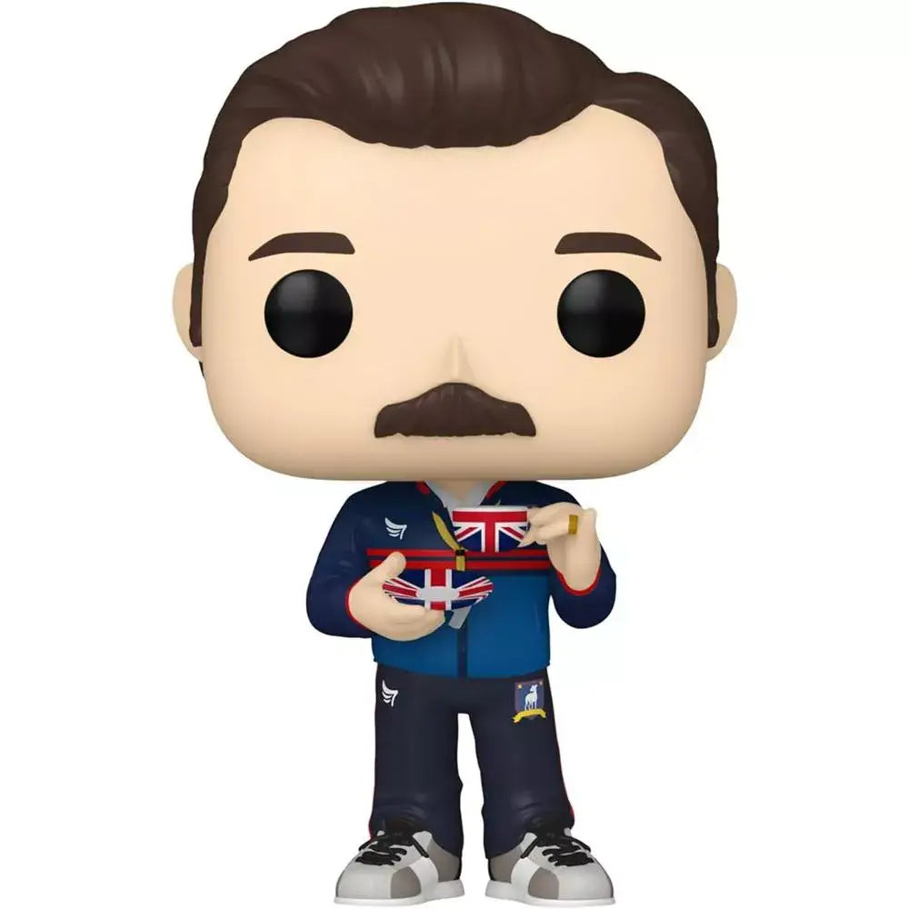 Funko Pop! TV: Ted Lasso - Ted Lasso with Teacup Amazon Exclusive. This figure perfectly captures Ted’s upbeat personality and quirky charm, portrayed by Jason Sudeikis. F-66480 thumbnail