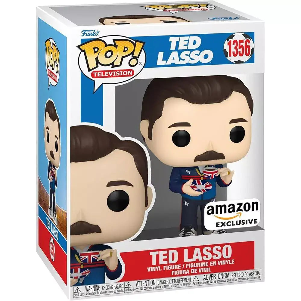 Funko Pop! TV: Ted Lasso - Ted Lasso with Teacup Amazon Exclusive. This figure perfectly captures Ted’s upbeat personality and quirky charm, portrayed by Jason Sudeikis. F-66480 thumbnail