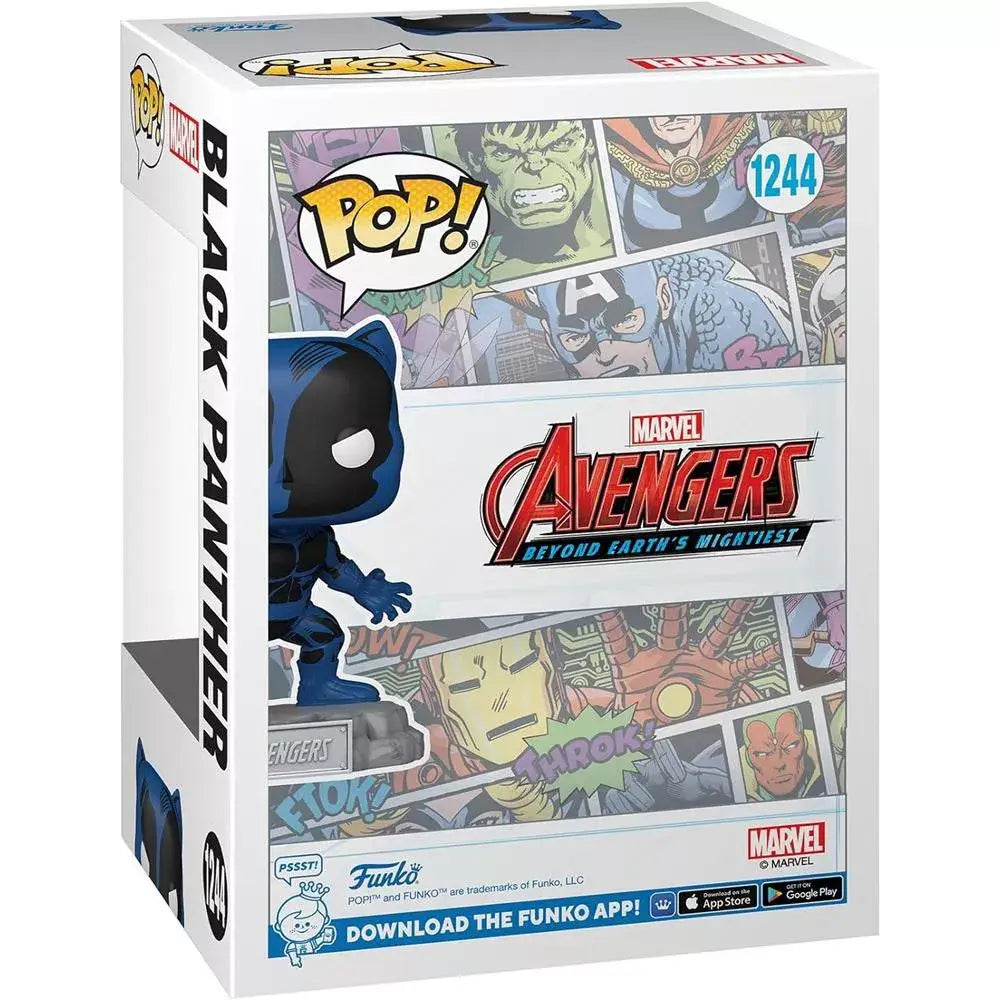 Funko Pop! & Pin: The Avengers: - 60th Anniversary, Black Panther with Pin Exclusive. This special set features a Funko Pop! vinyl figure of Black Panther alongside a commemorative pin, making it a prized item for Marvel fans and collectors. F-70125 thumbnail