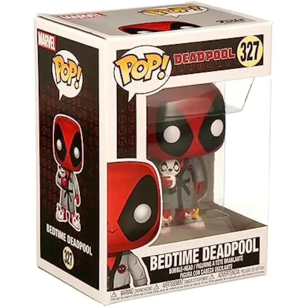 Funko POP Marvel Playtime Bedtime Deadpool in Robe Disney Collectible Figure. The Funko Pop Bedtime Deadpool in Robe Vinyl Figure #327 is a collectible inspired by the Marvel character Deadpool. F-31118 thumbnail