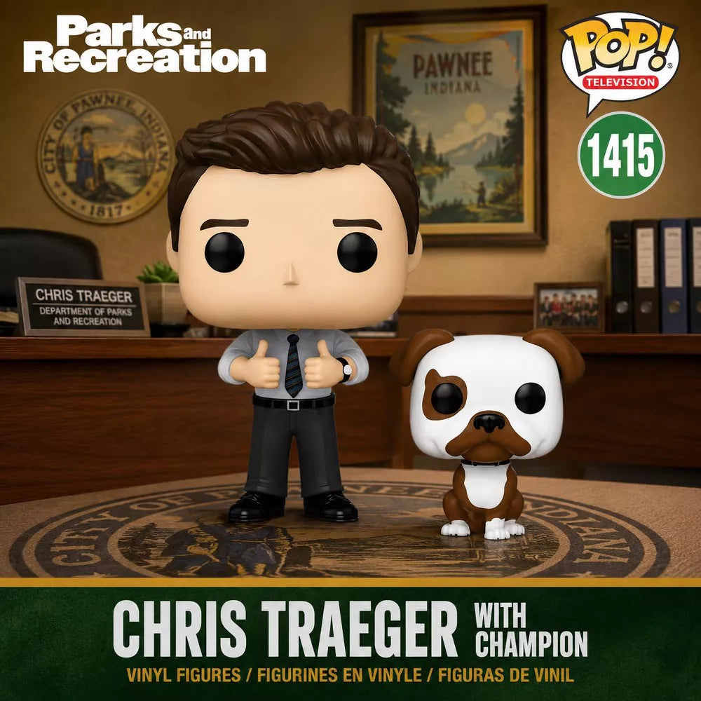 Funko POP! & Buddy Chris Traeger with Champion Vinyl Figure thumbnail