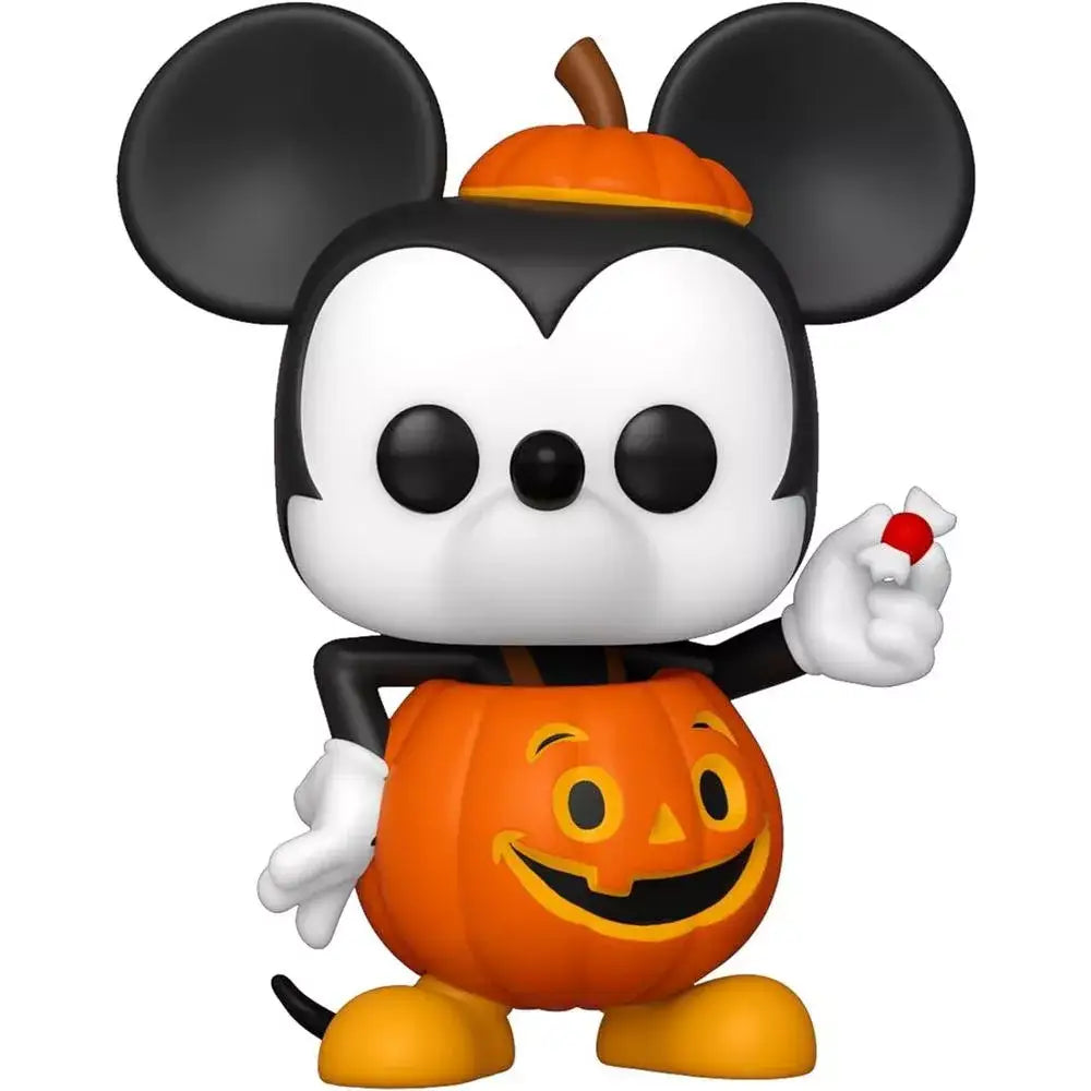 Funko POP Disney: Disney Mickey Trick or Treat (GLOW) EXCLUSIVE.  This figure boasts a glow-in-the-dark feature that adds an enchanting touch to any collection, making it especially fun for nighttime display.  F-65035 thumbnail