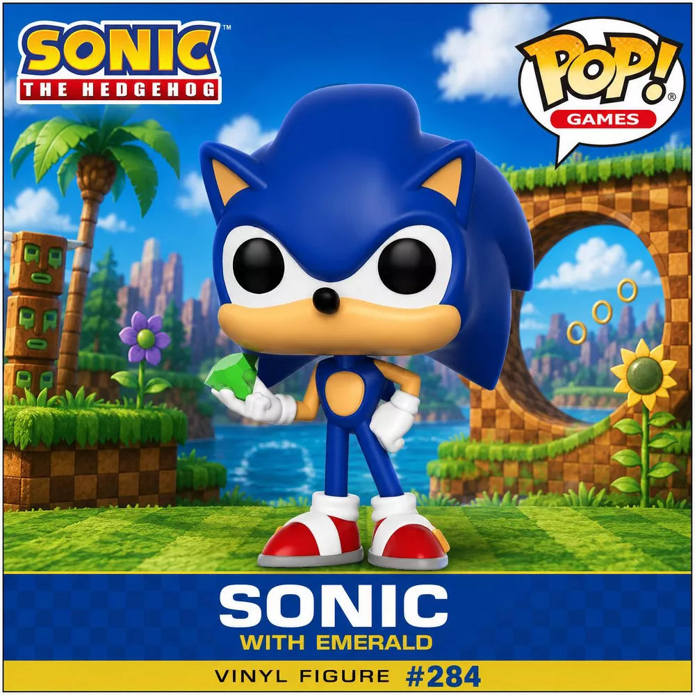Funko POP! Games: Sonic with Emerald Vinyl Figure #284 thumbnail