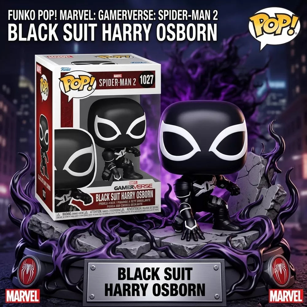 Funko POP! Gamerverse Black Suit Harry Osborn Figure #1027 #80328 thumbnail