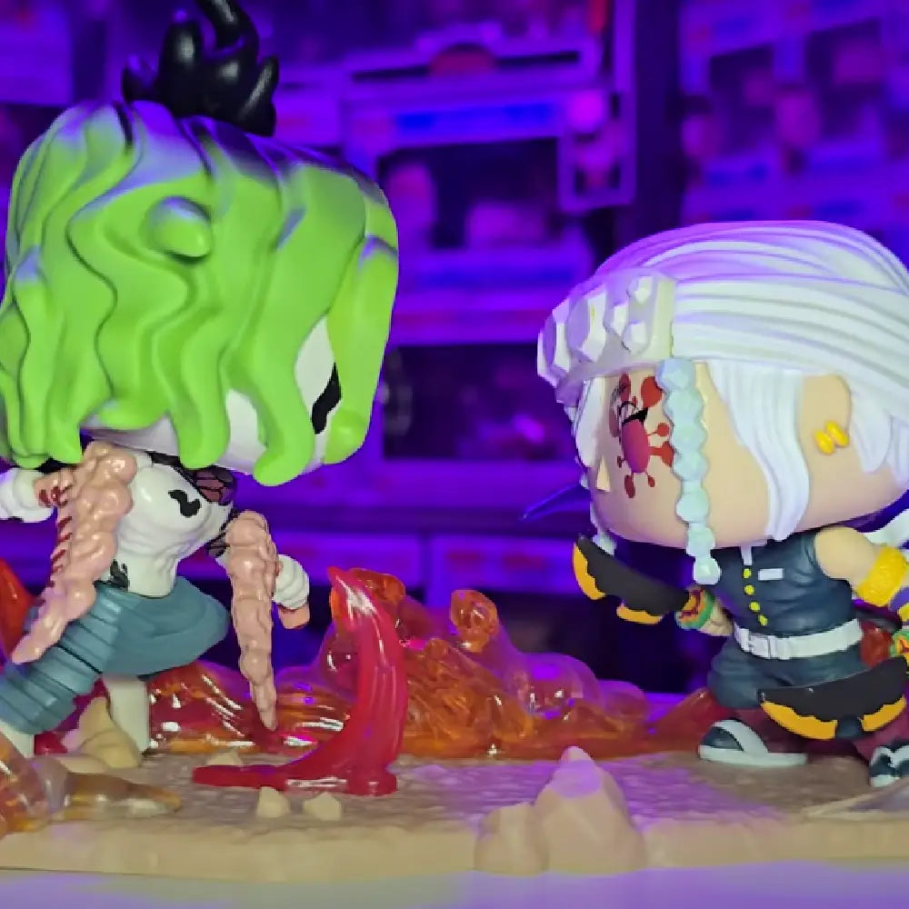 Funko POP Moments: DS - Tengen Uzui Vs Gyutaro - Demon Slayer.  Add to your Demon Slayer collection with this Pop! Moment showcasing the epic battle between Pop! Tengen Uzui and Pop! Gyutaro.  F-80338 thumbnail