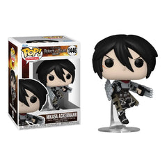 Funko Pop! Animation: Attack on Titan - Mikasa Ackermann. Standing about 3.75 inches tall, this vinyl figure portrays Mikasa in her iconic Scout Regiment outfit, complete with the distinctive green cape featuring the Wings of Freedom emblem.  F-67929