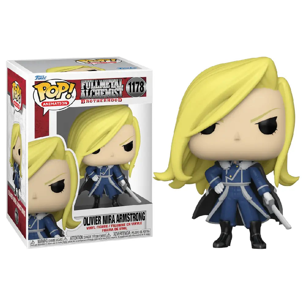 Funko Pop! Animation: Full Metal Alchemist: Brotherhood - Oliver Mira Armstrong. This figure captures her likeness in Funko’s signature stylized design, with exaggerated features and a distinctive pose.  F-57738 thumbnail