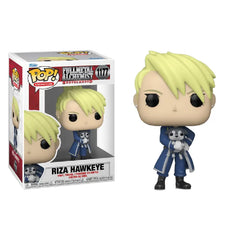 Funko Pop! Animation: Full Metal Alchemist: Brotherhood - Riza Hawkeye. This stylized collectible measures 3 ¾ inches in height, making it an ideal addition for any Fullmetal Alchemist enthusiast!  F-57739