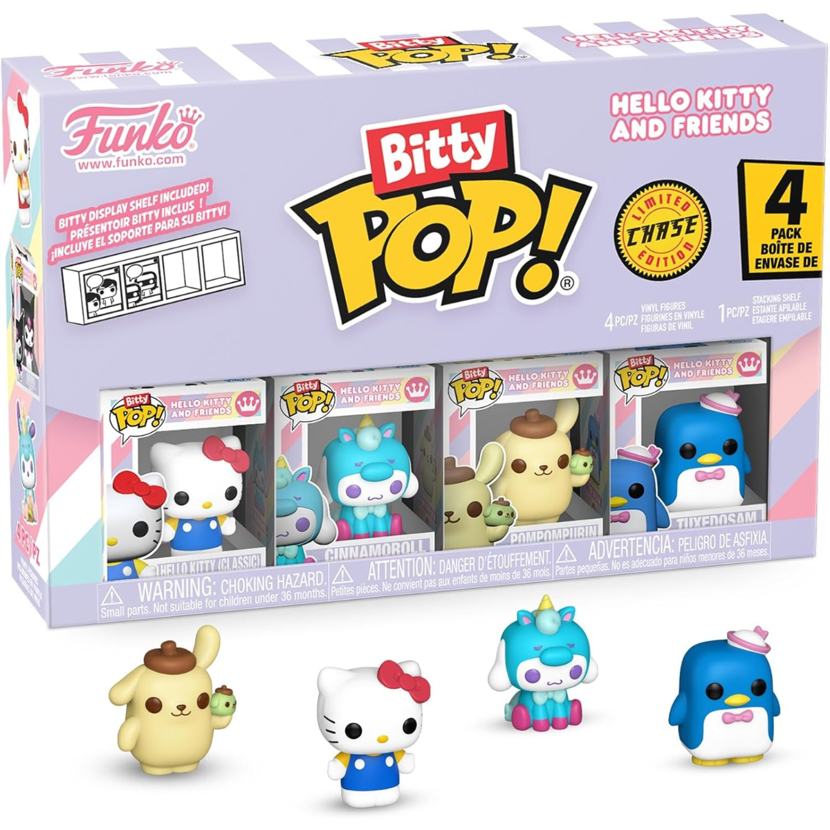 Funko Pop! Bitty: Sanrio – Hello Kitty (Classic), Cinnamoroll, Pompompurin, and a Surprise Mystery Mini Figure thumbnail