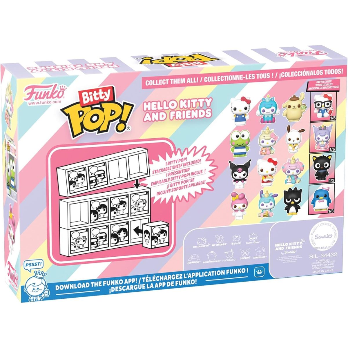 Funko Pop! Bitty: Sanrio – Hello Kitty (Classic), Cinnamoroll, Pompompurin, and a Surprise Mystery Mini Figure thumbnail