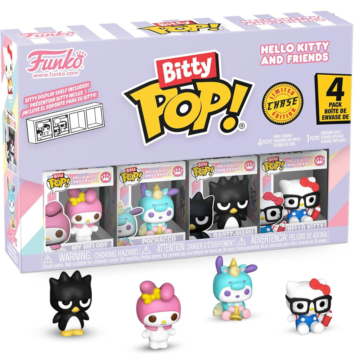 Funko Pop! Bitty: Sanrio – My Melody, Pochacco (Unicorn Party), Badtz-Maru, and Choco Mini Figures