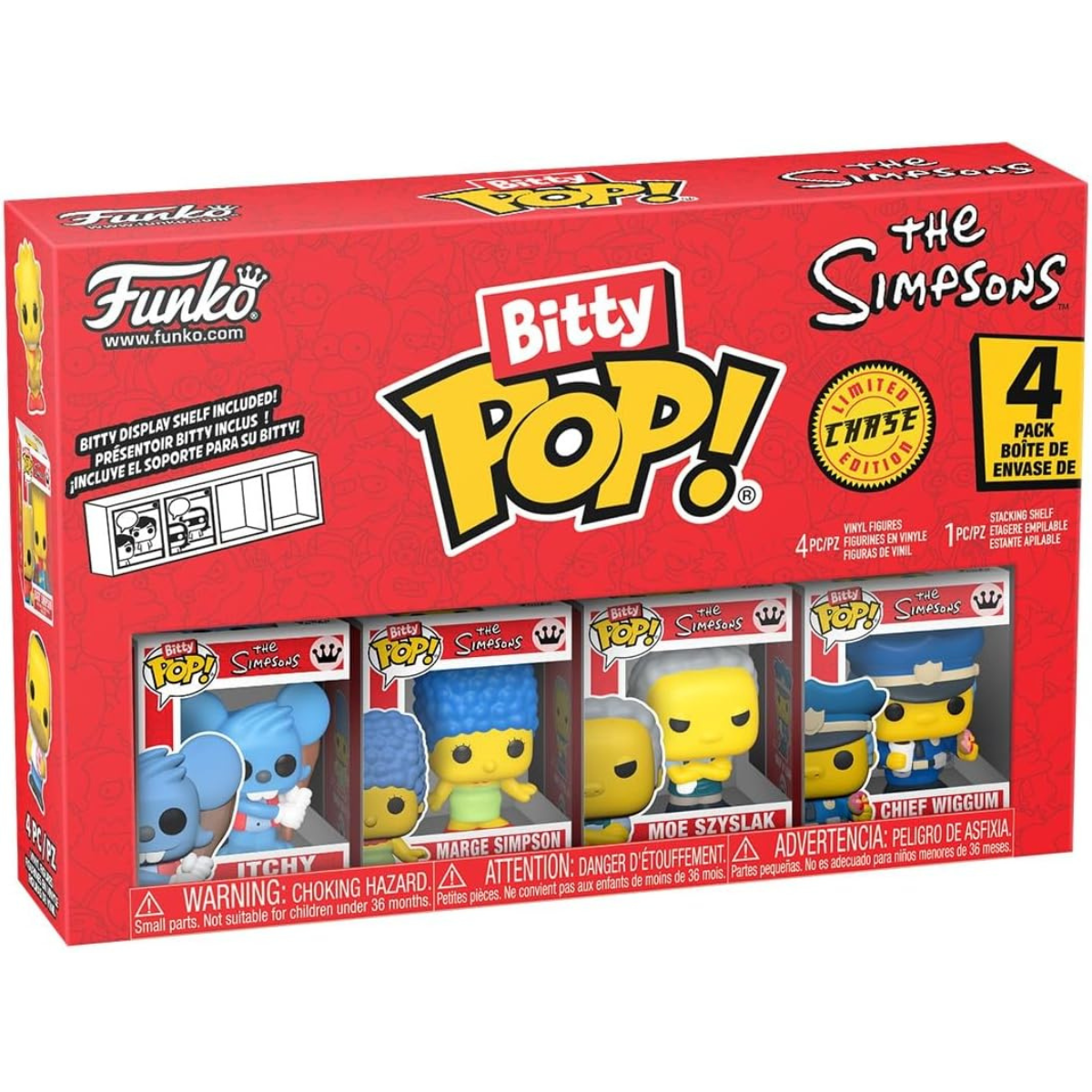 Funko Pop! Bitty: The Simpsons – Itchy, Marge Simpson, Moe Szyslak, and a Surprise Mystery Mini Figure thumbnail