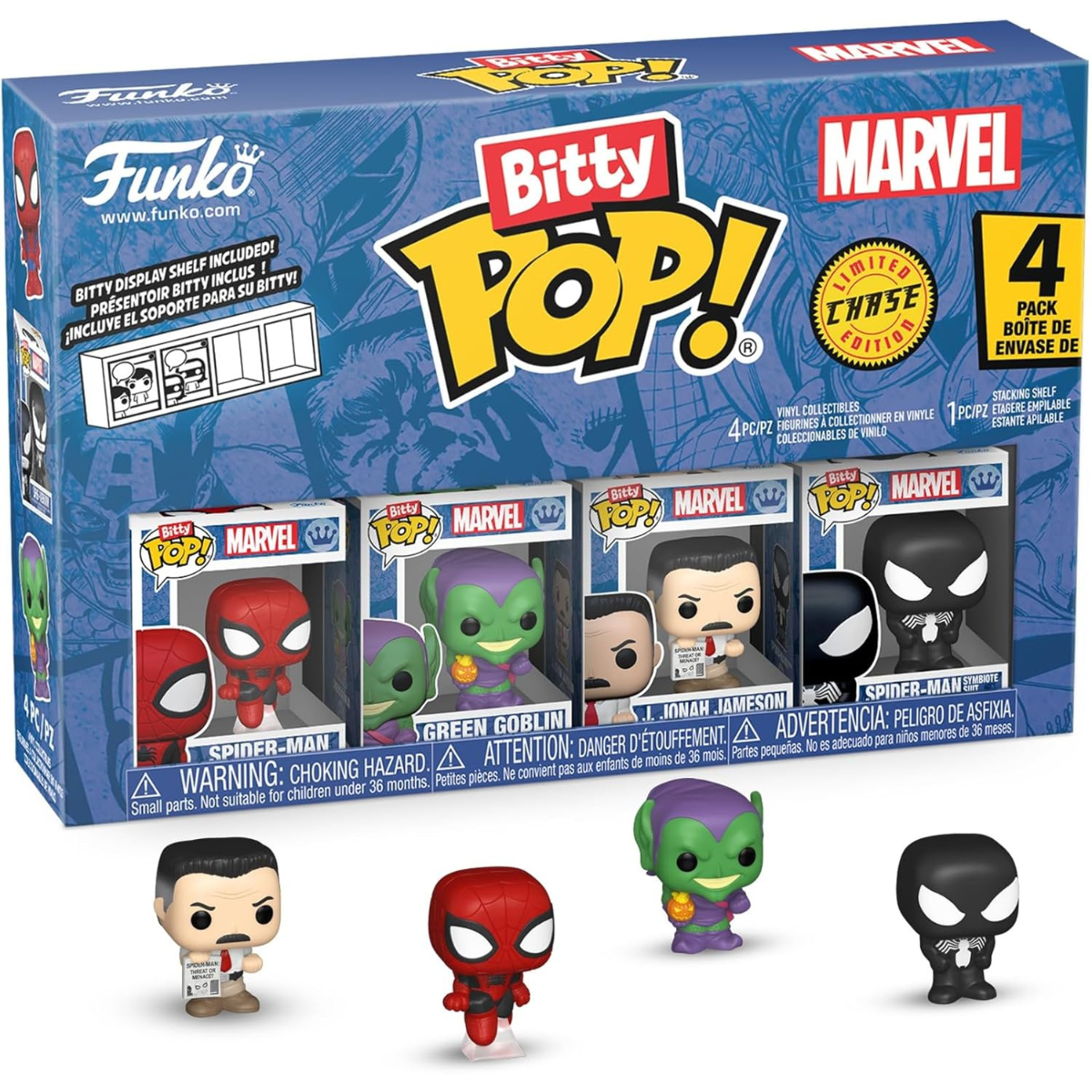 Funko Pop! Bitty: Spider-Man – Spider-Man, Green Goblin, J. Jonah Jameson, and a Mystery Chase Figure thumbnail