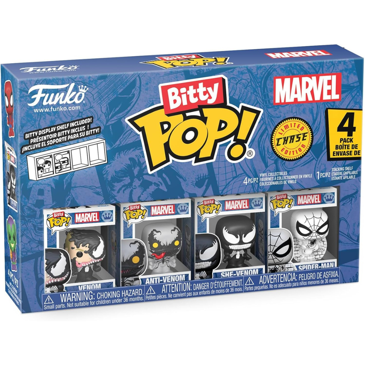 Funko Pop! Bitty: Spider-Man – Venom, Anti-Venom, She-Venom, and a Mystery Chase Figure thumbnail