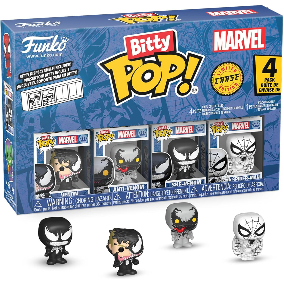 Funko Pop! Bitty: Spider-Man – Venom, Anti-Venom, She-Venom, and a Mystery Chase Figure thumbnail