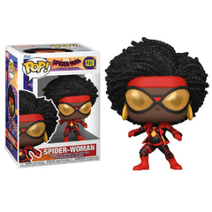 Funko Pop! Marvel: Spider-Man: Across The Spider-Verse - Spider-Woman. This collectible highlights Spider-Woman, one of the fearless and iconic characters from the animated Spider-Man: Across The Spider-Verse film. F-65727