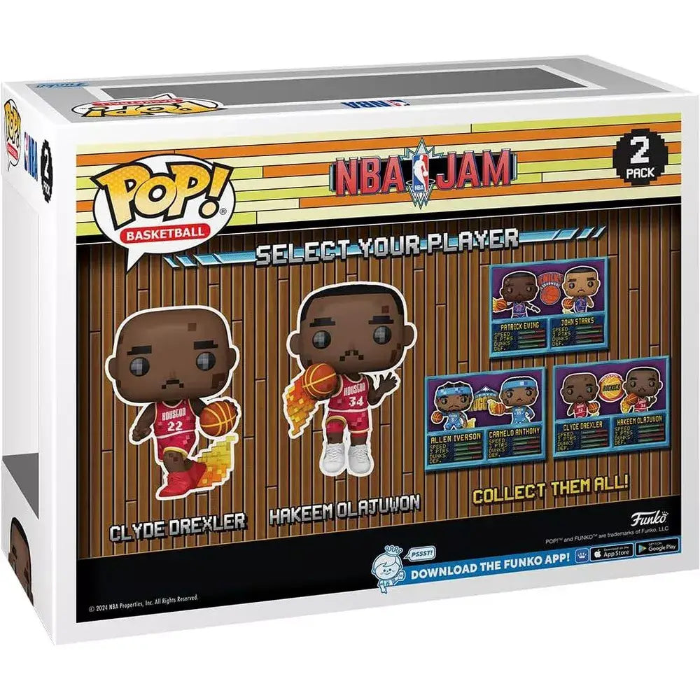 Funko Pop! NBA JAM: Rockets - Clyde Drexler and Hakeem Olajuwon 2-Pack. This 2-pack featuring Houston Rockets legends is guaranteed to be a slam dunk addition to your basketball collection. F-75063 thumbnail