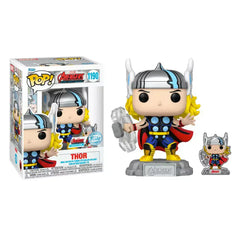 Funko Pop! & Pin: The Avengers: Earth's Mightiest Heroes - 60th Anniversary Thor with Pin.  This exclusive collection features a Funko Pop! vinyl figure of Thor alongside a commemorative pin, both designed to honor this special milestone.  F-69061