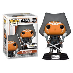 Funko Pop! Star Wars: The Mandalorian - Hooded Ahsoka with Dual Sabers. This exclusive figure features Ahsoka Tano, the iconic former Jedi Knight, depicted in her signature hooded look from the show. F-58285