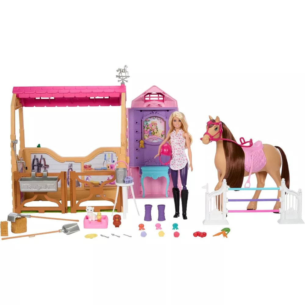 Barbie Mysteries: The Great Horse Chase Stable Playset with Doll & Toy Horse, 25-Piece Set