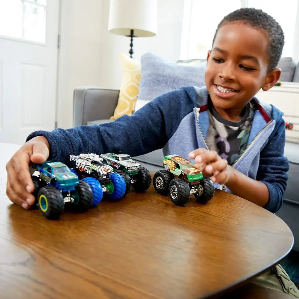 Hot Wheels Monster Trucks 1: 64 Scale 4-Truck Pack (Styles May Vary) This set features a range of distinct Monster Trucks, offering exciting options for kids and collectors while immersing them in the imaginative world of Hot Wheels. GBP23 thumbnail