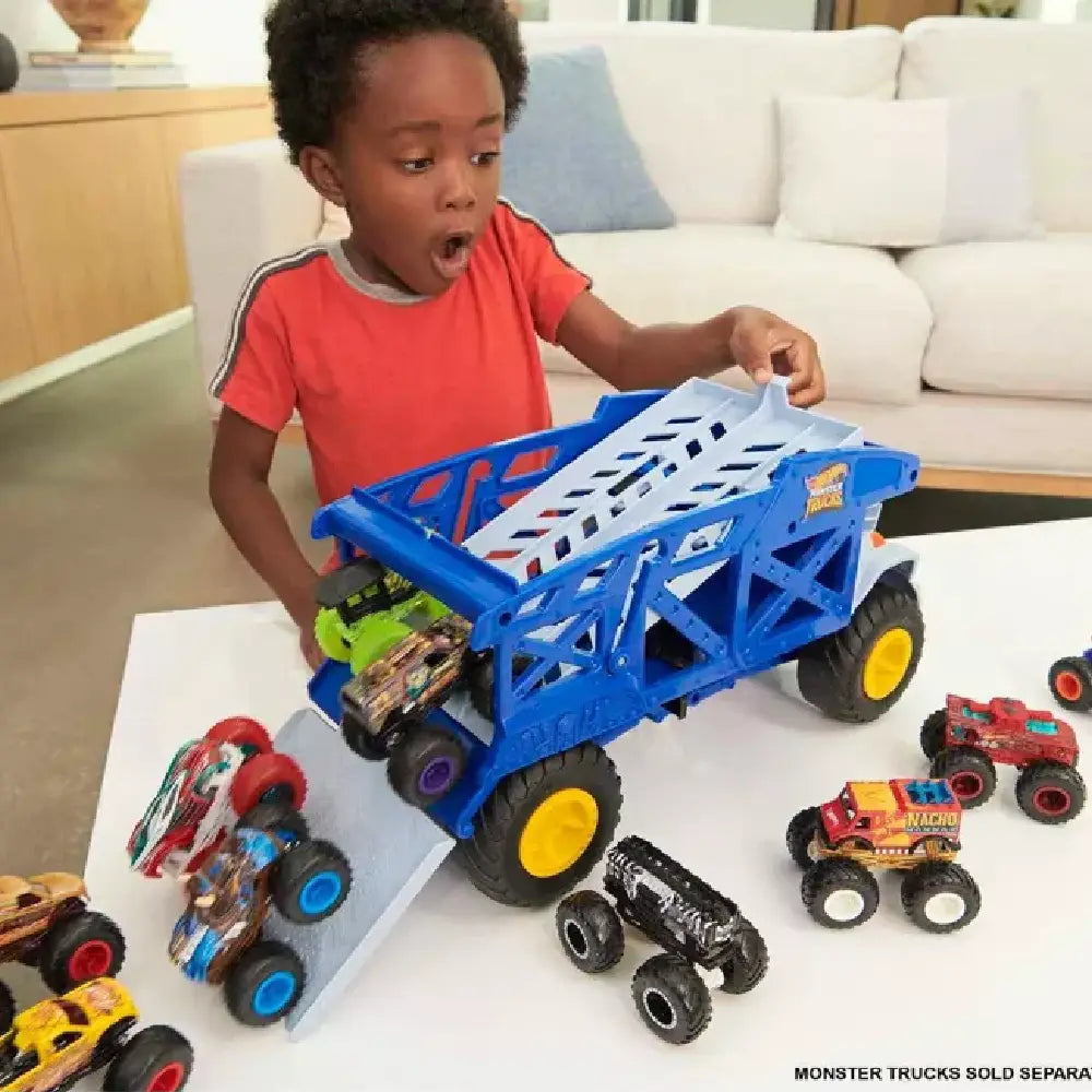 Hot Wheels Monster Trucks Monster Mover Rhino, Toy Car & Truck Hauler, thumbnail