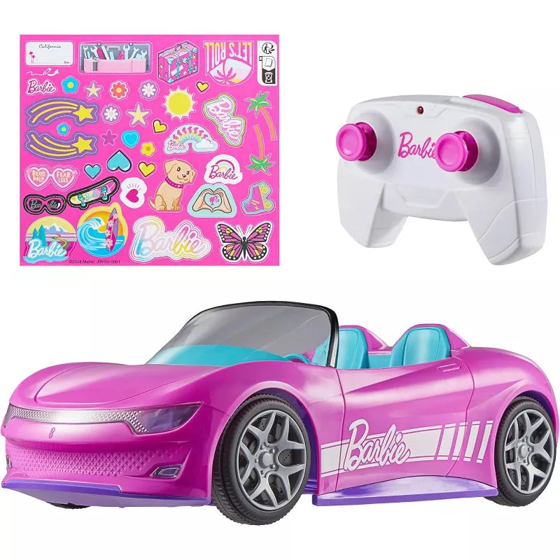 Hot Wheels Barbie RC Toy Car, Remote-Control Pink Convertible, thumbnail